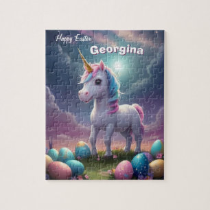 Happy Easter Unicorn Personalized Kids  Jigsaw Puzzle