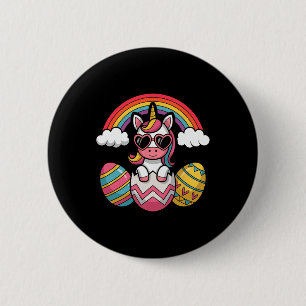 Happy Easter Unicorn With Colourful Eggs Matching  2 Inch Round Button