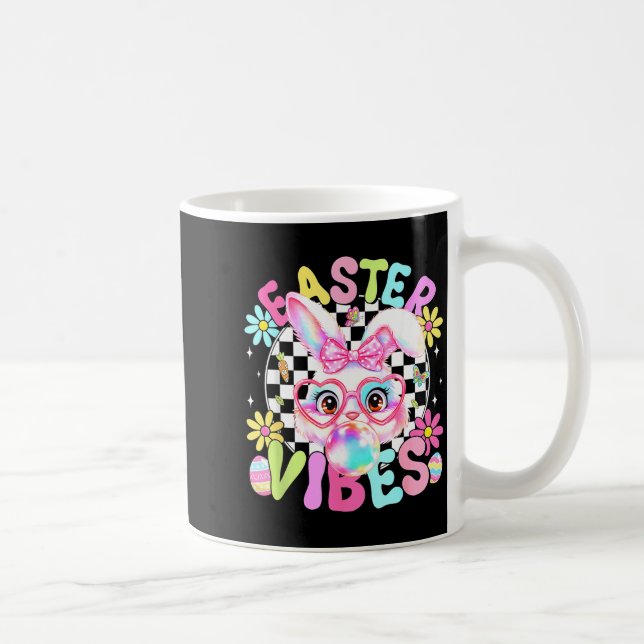 Happy Easter Vibes Cute Bunny Rabbit Bubble Gum Fa Coffee Mug (Right)