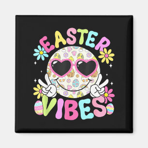 Happy Easter Vibes Cute Bunny Rabbit Bubble Gum Fa Magnet