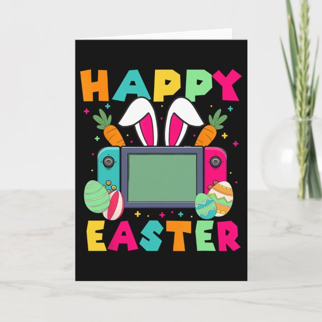 Happy Easter Video Game Bunny Gaming Controller Ga Card (Front)
