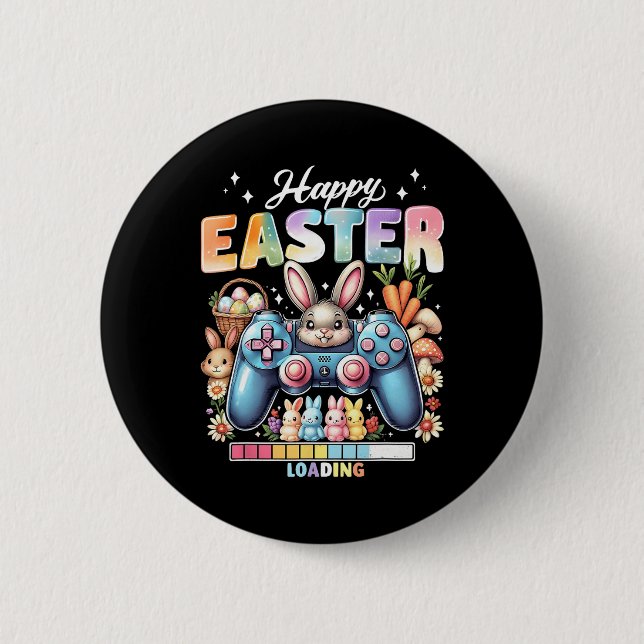 Happy Easter Video Game Controller Easter Bunny Ga 2 Inch Round Button (Front)