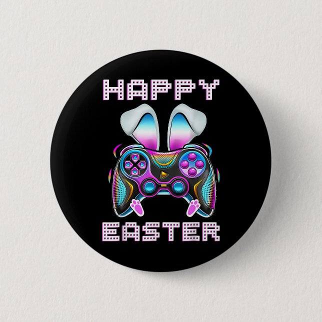 Happy Easter Video Game Controller Funny Gamer Boy 2 Inch Round Button (Front)