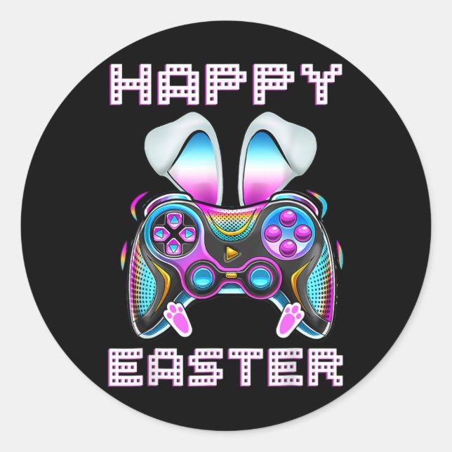 Happy Easter Video Game Controller Funny Gamer Boy Classic Round Sticker (Front)
