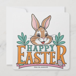Happy Easter vintage Bunny  Holiday Card