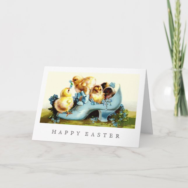 Happy Easter. Vintage Chicks Easter Holiday Card (Front)