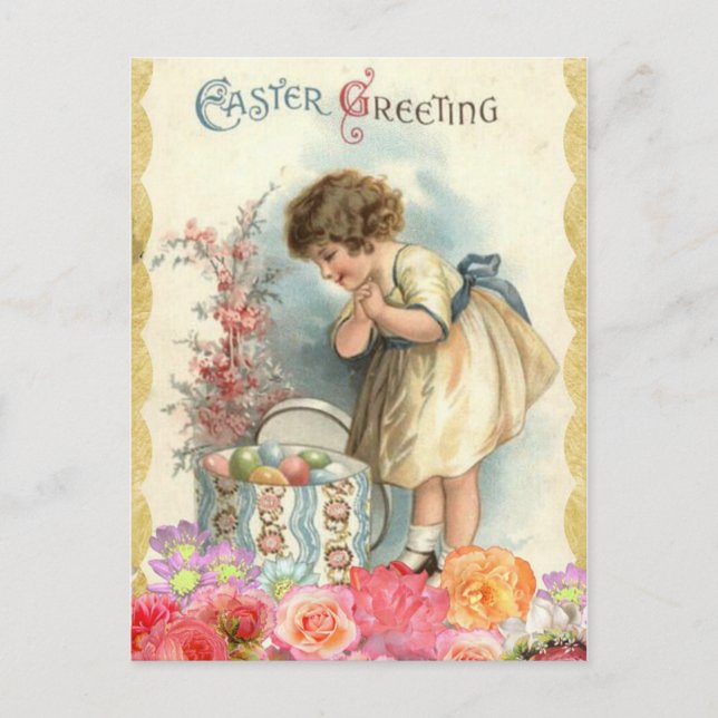 Happy Easter Vintage Eggs Personalized Postcard (Front)