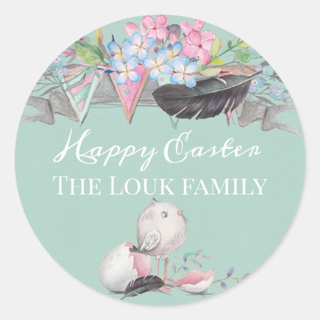 Happy Easter Vintage Favour Classic Round Sticker (Front)