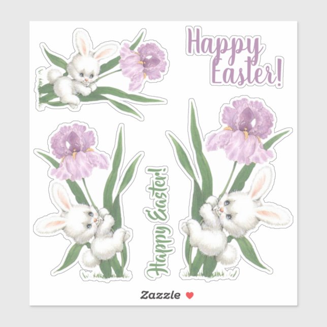 Happy Easter Vintage Floral Easter Bunny (Sheet)