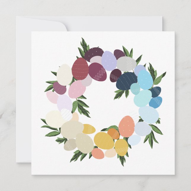 Happy Easter. Vintage Holiday Wreathe.  Invitation (Front)