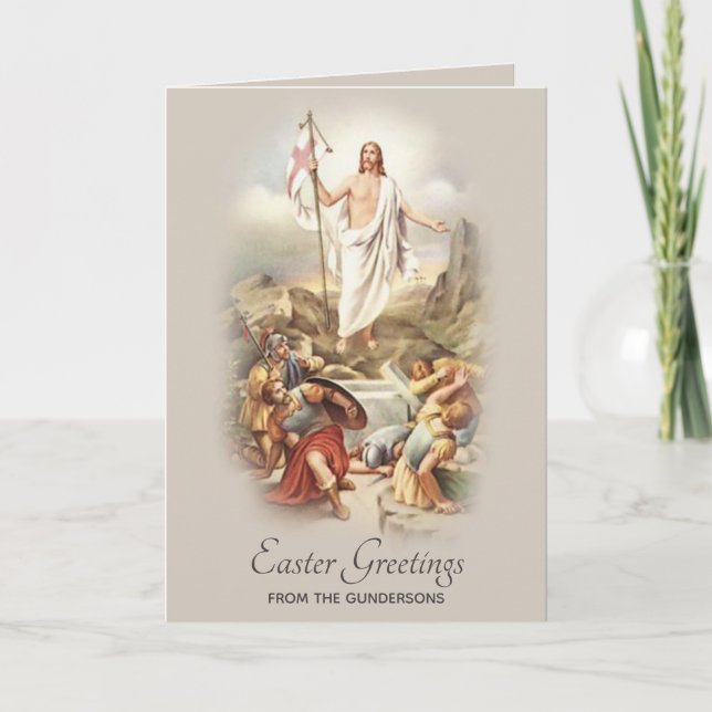 Happy Easter Vintage Religious Prayer Holiday Card (Front)