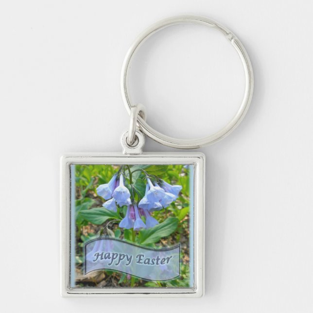 Happy Easter Virginia Bluebells Keychain (Front)