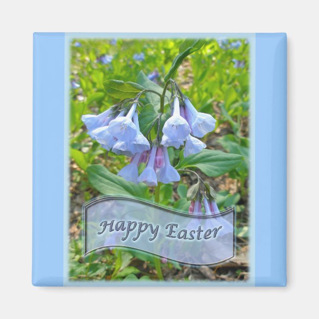 Happy Easter Virginia Bluebells Magnet (Front)