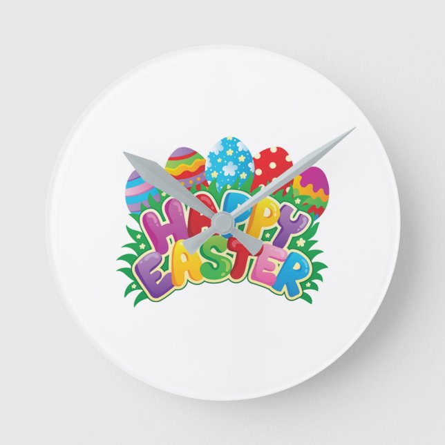 ***HAPPY EASTER W/ EASTER EGGS*** ROUND CLOCK (Front)