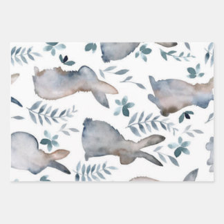 Happy Easter Wall Art Print Bunnies  Wrapping Paper Sheet