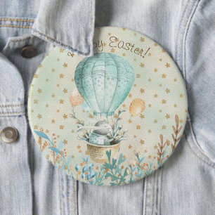 Happy Easter! Watercolor Bunny 6 Inch Round Button