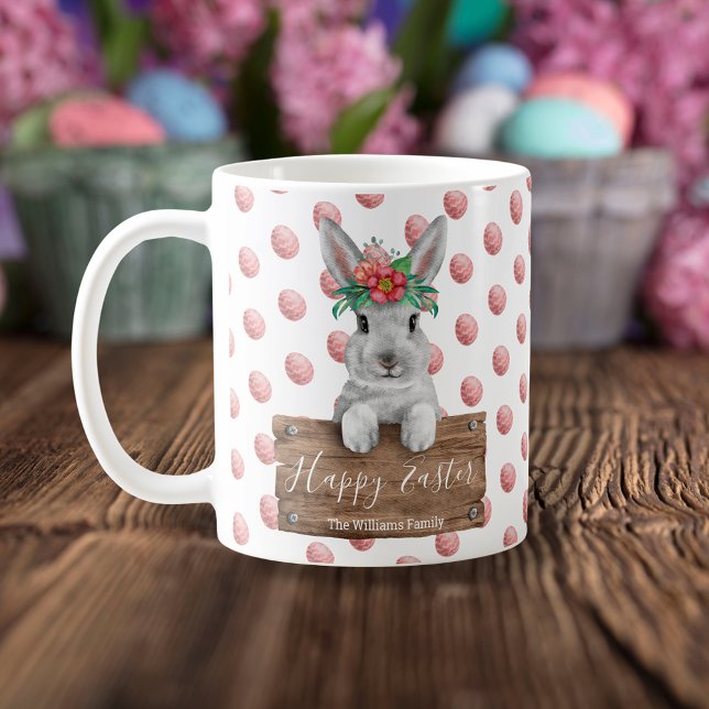 happy easter watercolor cute bunny family coffee mug (Creator Uploaded)