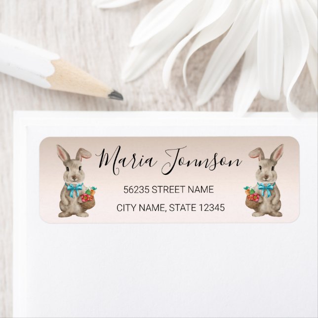 happy easter watercolor cute cartoon bunnies label (Insitu)