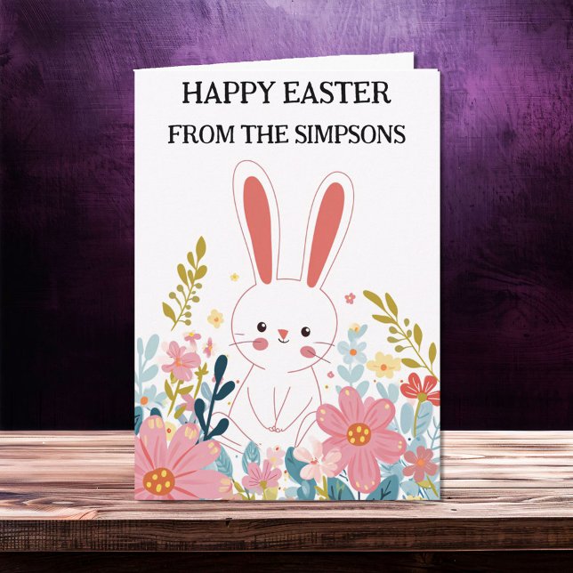 Happy Easter Watercolor Cute Kawaii Bunny Family Card (Creator Uploaded)