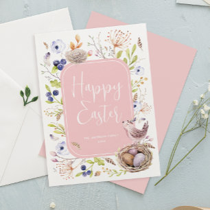 Happy Easter Watercolor Flat Holiday Card