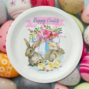 Happy Easter Watercolor Spring Day Paper Plate