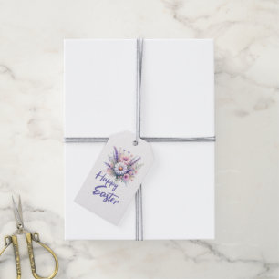 Happy Easter watercolor Spring Flower Bouquet  Gift Tags