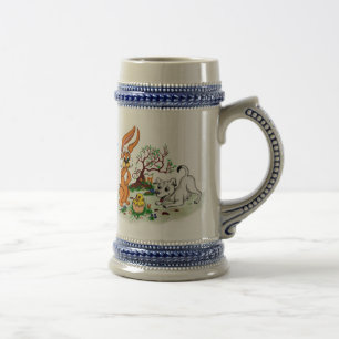 Happy Easter! Welpe, Küken, Hase Beer Stein