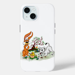 Happy Easter! Welpe, Küken, Hase iPhone 15 Case
