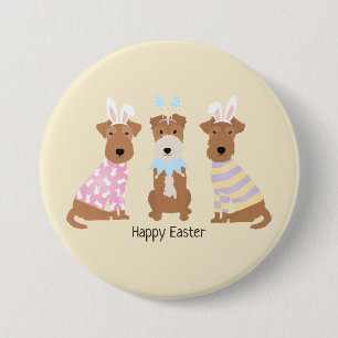 Happy Easter Welsh Terrier Dogs 3 Inch Round Button