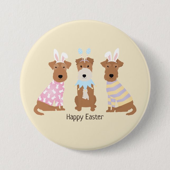 Happy Easter Welsh Terrier Dogs 3 Inch Round Button (Front)