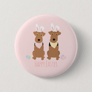 Happy Easter Welsh Terriers Dogs Bunny Ears 2 Inch Round Button