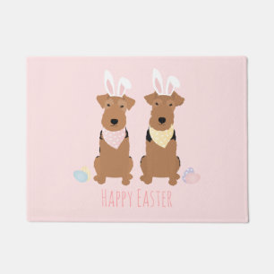 Happy Easter Welsh Terriers Dogs Bunny Ears Doormat