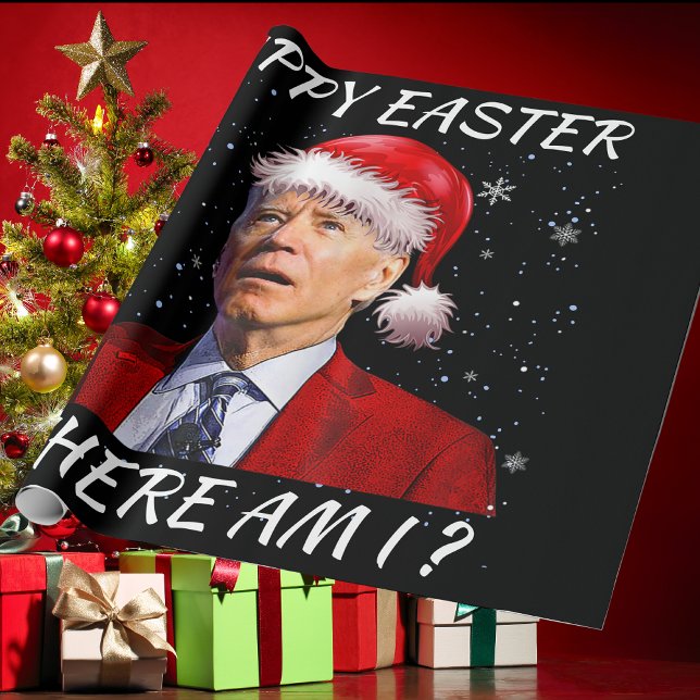 Happy Easter Where Am I Funny Joe Biden Santa Xmas Wrapping Paper (Creator Uploaded)
