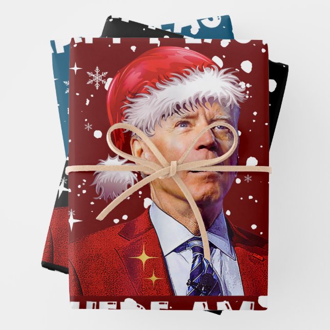 Happy Easter Where Am I Funny Joe Biden Santa Xmas Wrapping Paper Sheet (In situ)