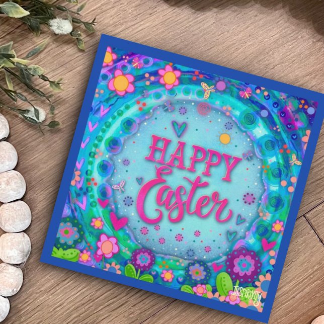Happy Easter Whimsical Floral Inspirivity  Card (Creator Uploaded)