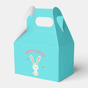 Happy Easter white bunny on blue Favor Box
