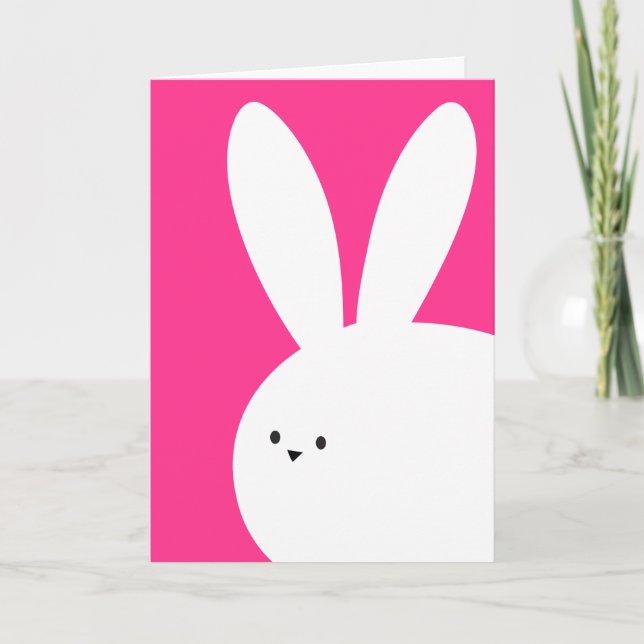 Happy Easter White Bunny Rabbit Card (Front)