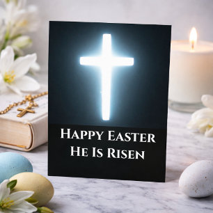 Happy Easter White Cross Church Sunday Service Holiday Postcard
