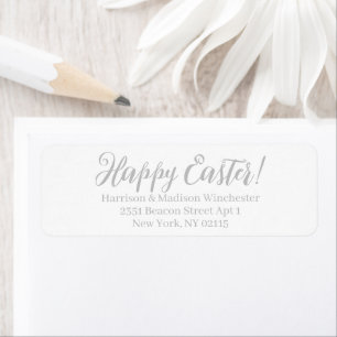 Happy Easter white grey calligraphy address