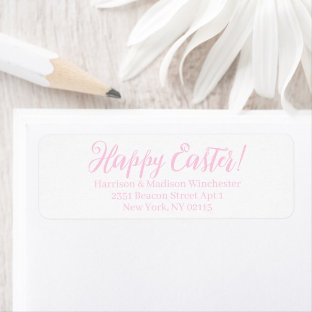 Happy Easter white pink calligraphy address (Insitu)