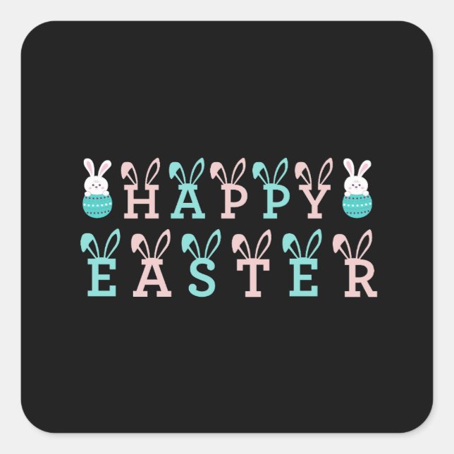 Happy Easter Wishes - Funny Bunny Easter        Square Sticker (Front)