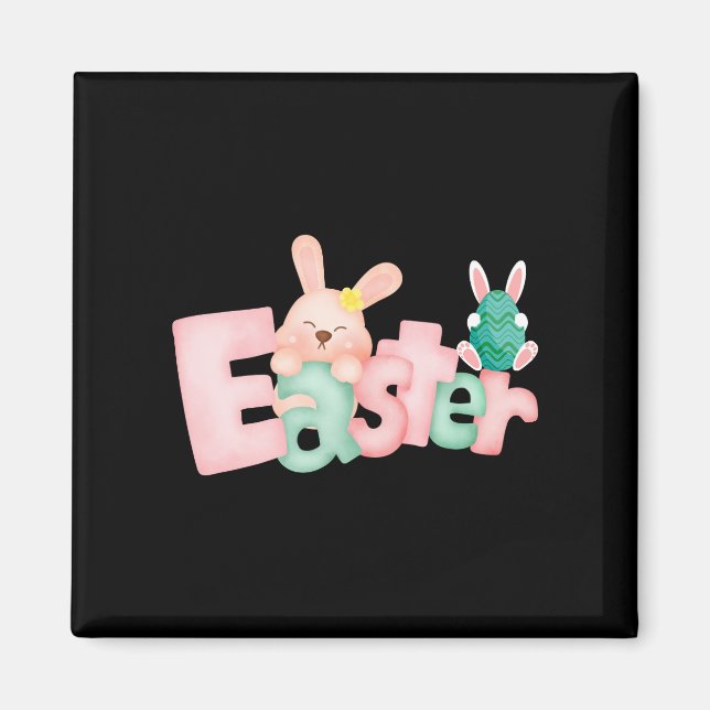 Happy Easter Wishes - Funny Bunny Kisses    Magnet (Front)