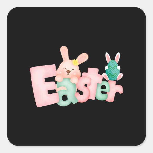 Happy Easter Wishes - Funny Bunny Kisses    Square Sticker (Front)