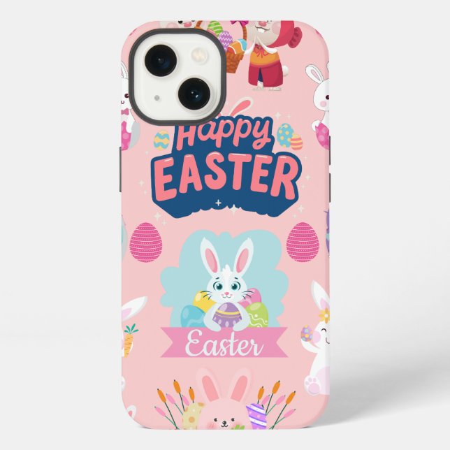 Happy Easter Wishes - Pattern Funny Bunny Easter   iPhone Case (Back)