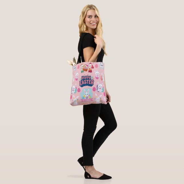 Happy Easter Wishes - Pattern Funny Bunny Easter   Tote Bag (On Model)