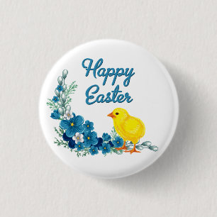 Happy Easter With a Baby Chick 1 Inch Round Button