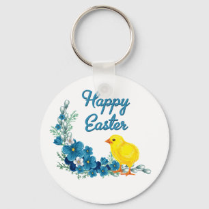 Happy Easter With a Baby Chick Keychain