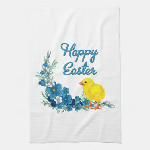 Happy Easter With a Baby Chick Kitchen Towel
