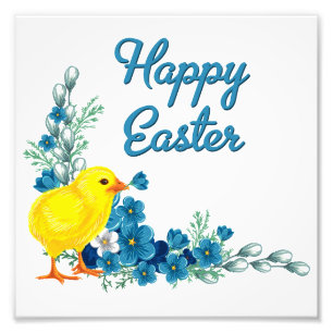 Happy Easter With a Baby Chick Photo Print