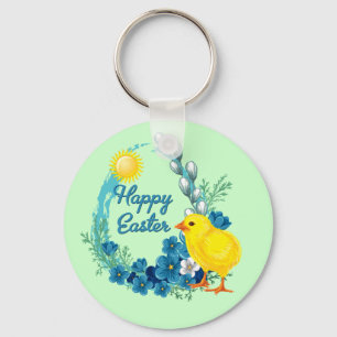 Happy Easter With Baby Chick Keychain